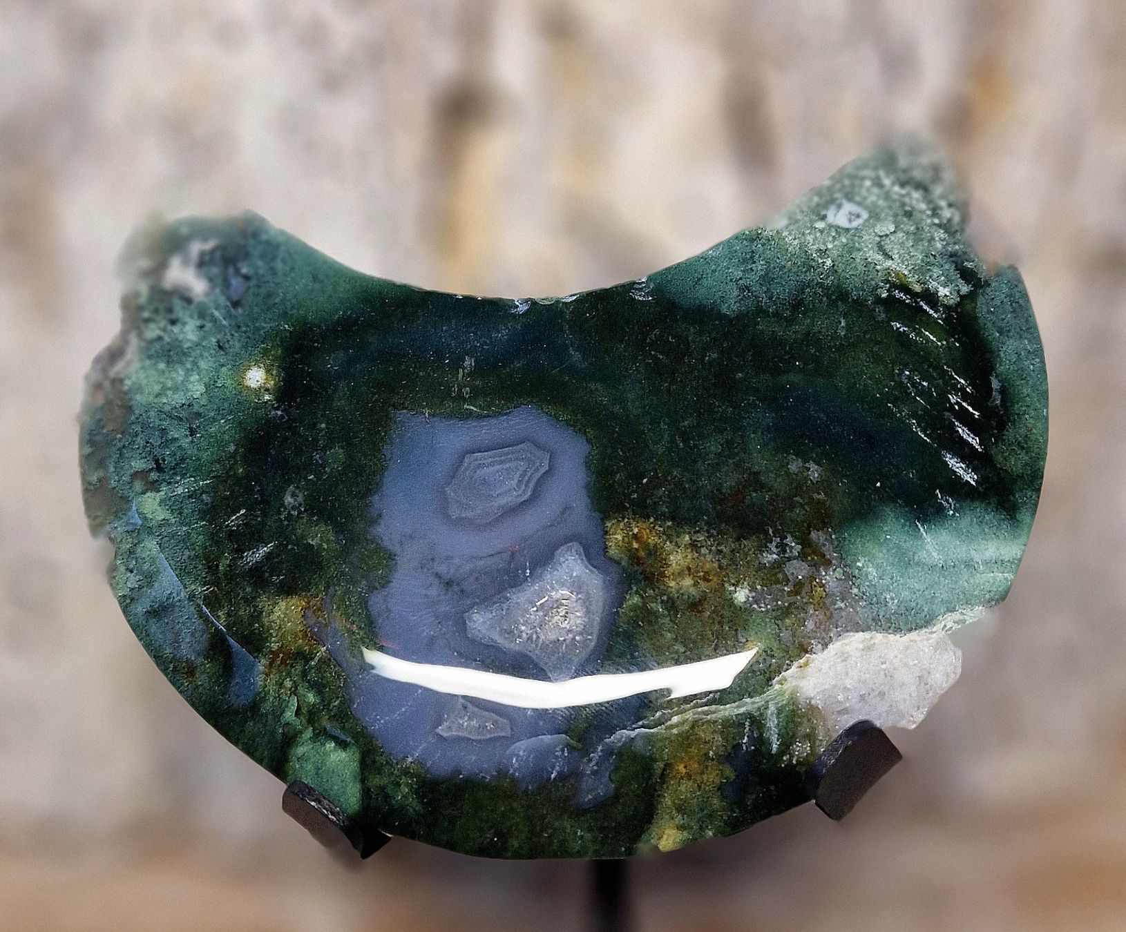 Mineralien & Heilsteine: Moosachat Mond 220g – Neu (gemäss Beschreibung) aus Matzingen von