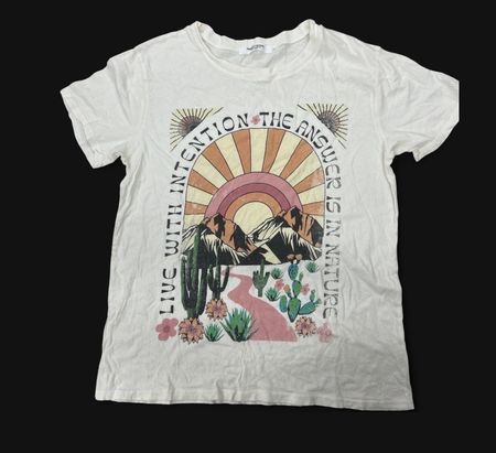 T-Shirt mit Schriftzug und Naturmotiv