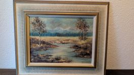 Gemälde mit Herbstlandschaft, signiert