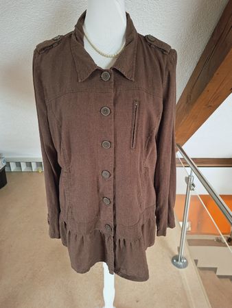 Chicorée Leinen Bluse, Gr. XL, braun, vintage