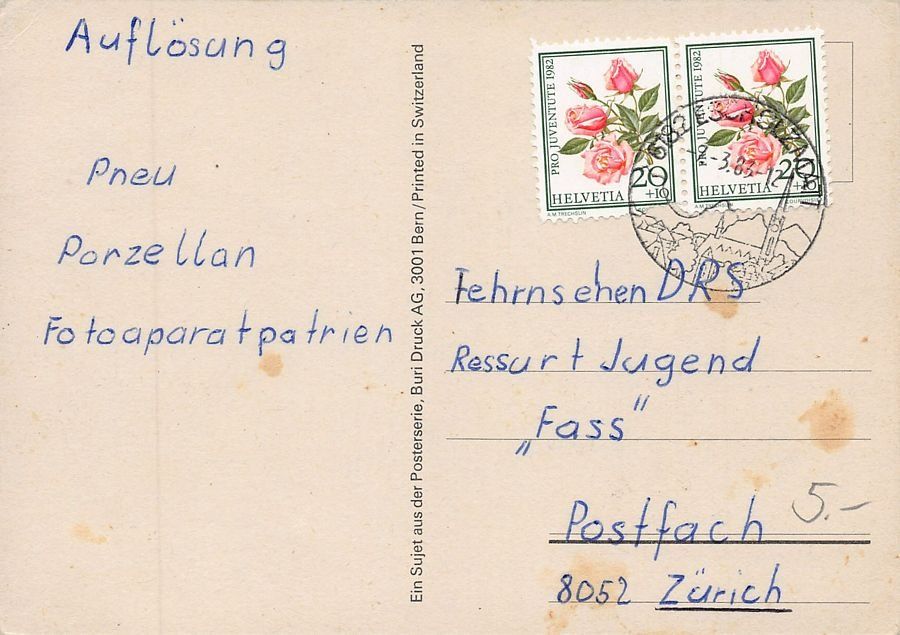 Cartoline postali: Fallschirmspringer, gelaufen 1983 – Usato da Frauenfeld venduto da POML 1