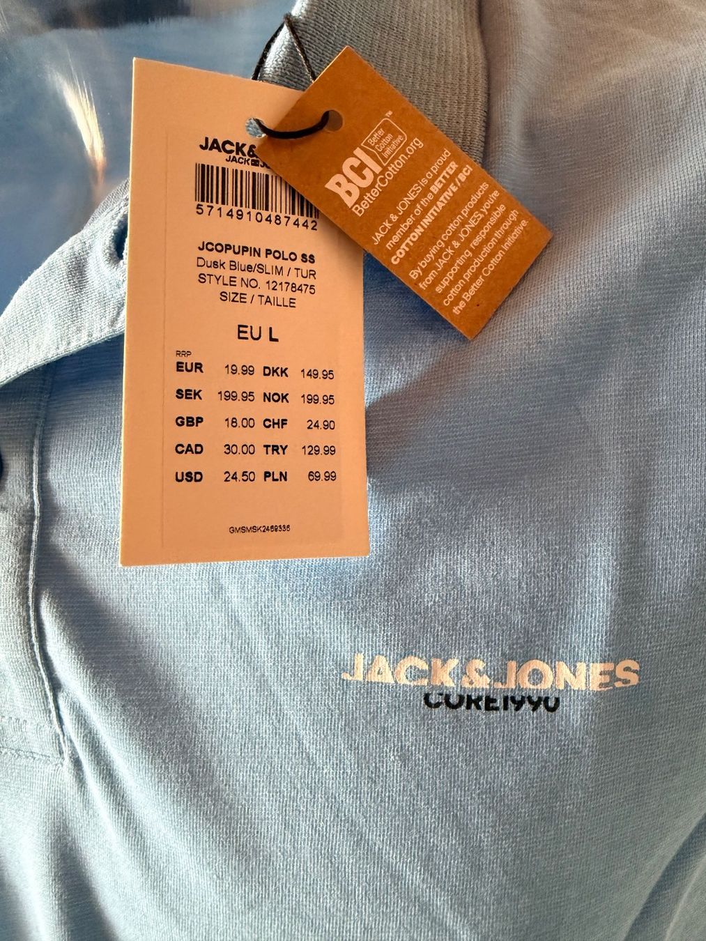 Jack & Jones Magliette Polo: JACK & JONES, Poloshirt, Grösse L, Farbe Hellblau – Nuovo e nell'imballaggio originale da Rudolfstetten venduto da gst_g7xl 1