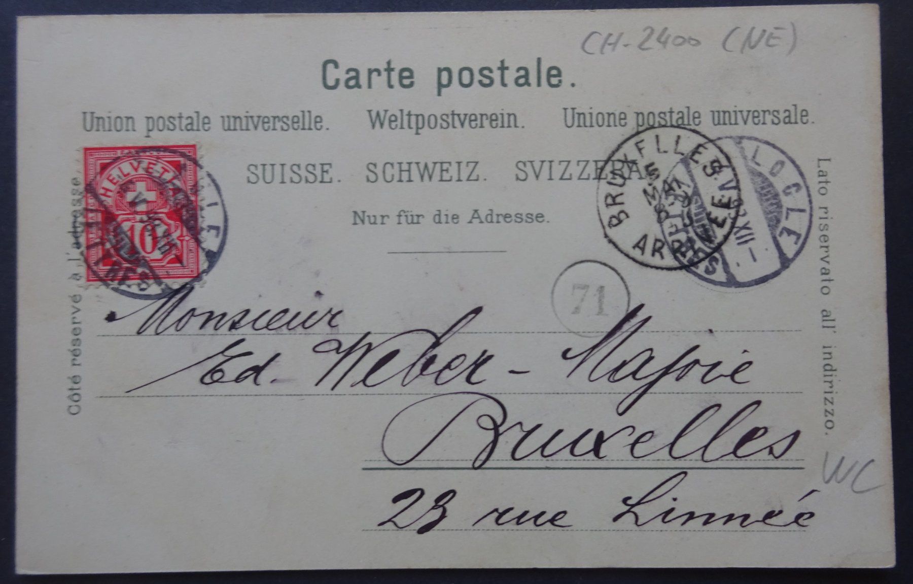 Ansichtskarten: Litho-Ansichtskarte 1898 / LOCLE (NE) – Gebraucht aus Watt von Oo2rup5 1