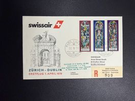 Swissair Erstflugbrief Zürich-Dublin ab Liechtenstein 1979