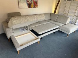 Sofa MAX Stoff beige 341 x 221 cm inkl. Bettsofa