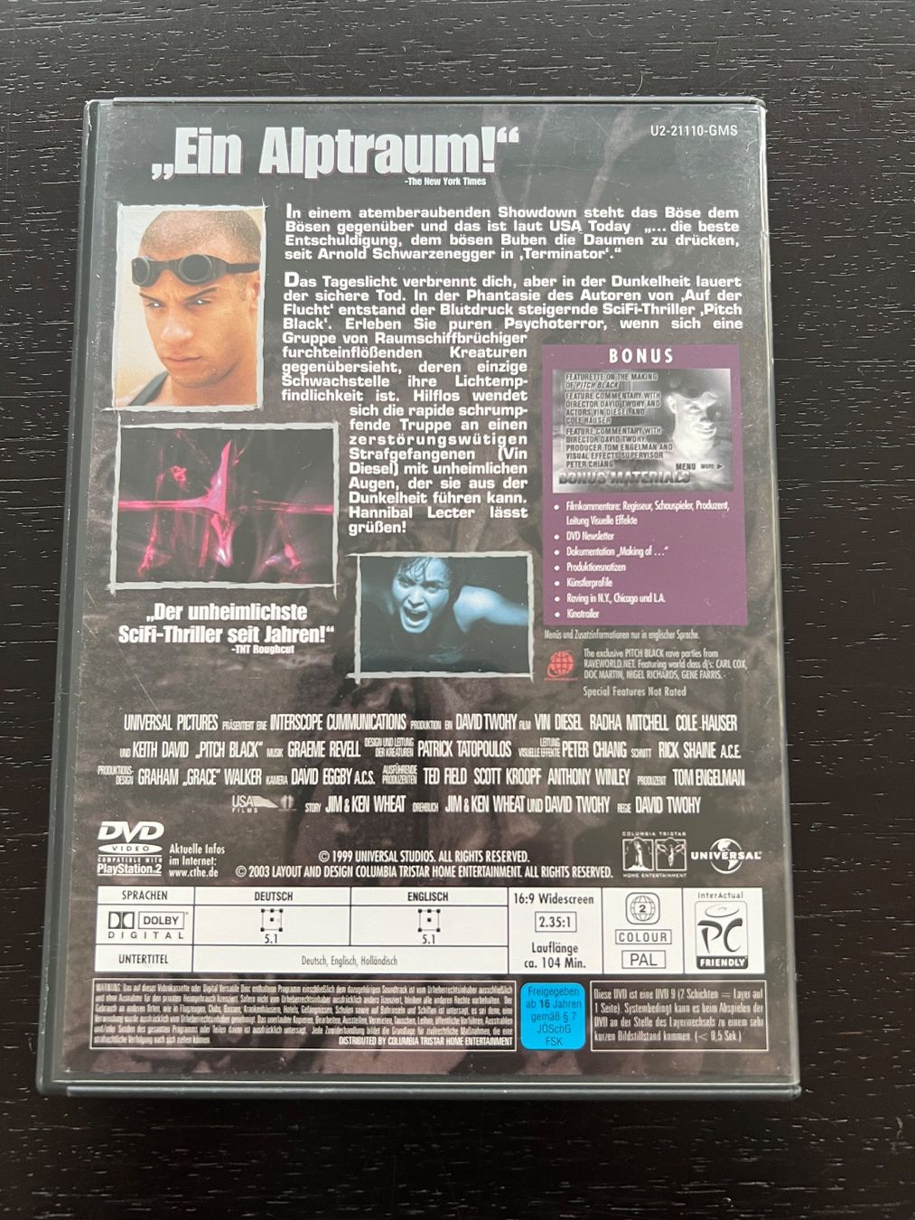 Tutti i DVDs: Pitch Black, DVD, Sci-Fi/Horror, FSK16 – Usato da Jona venduto da brandillo83 1