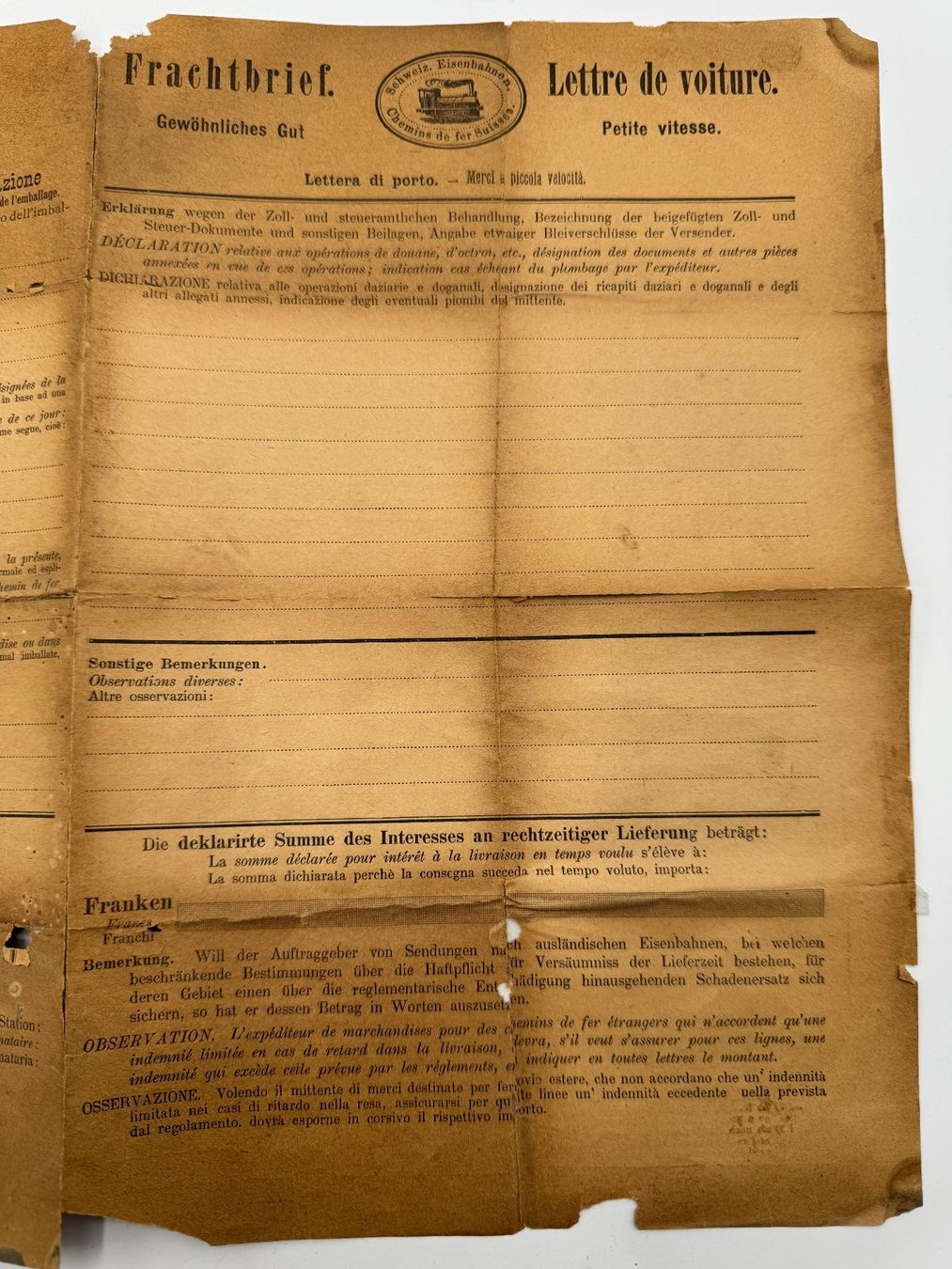 Documenti: Frachtbrief – Usato da Sachseln venduto da BONATI01 3