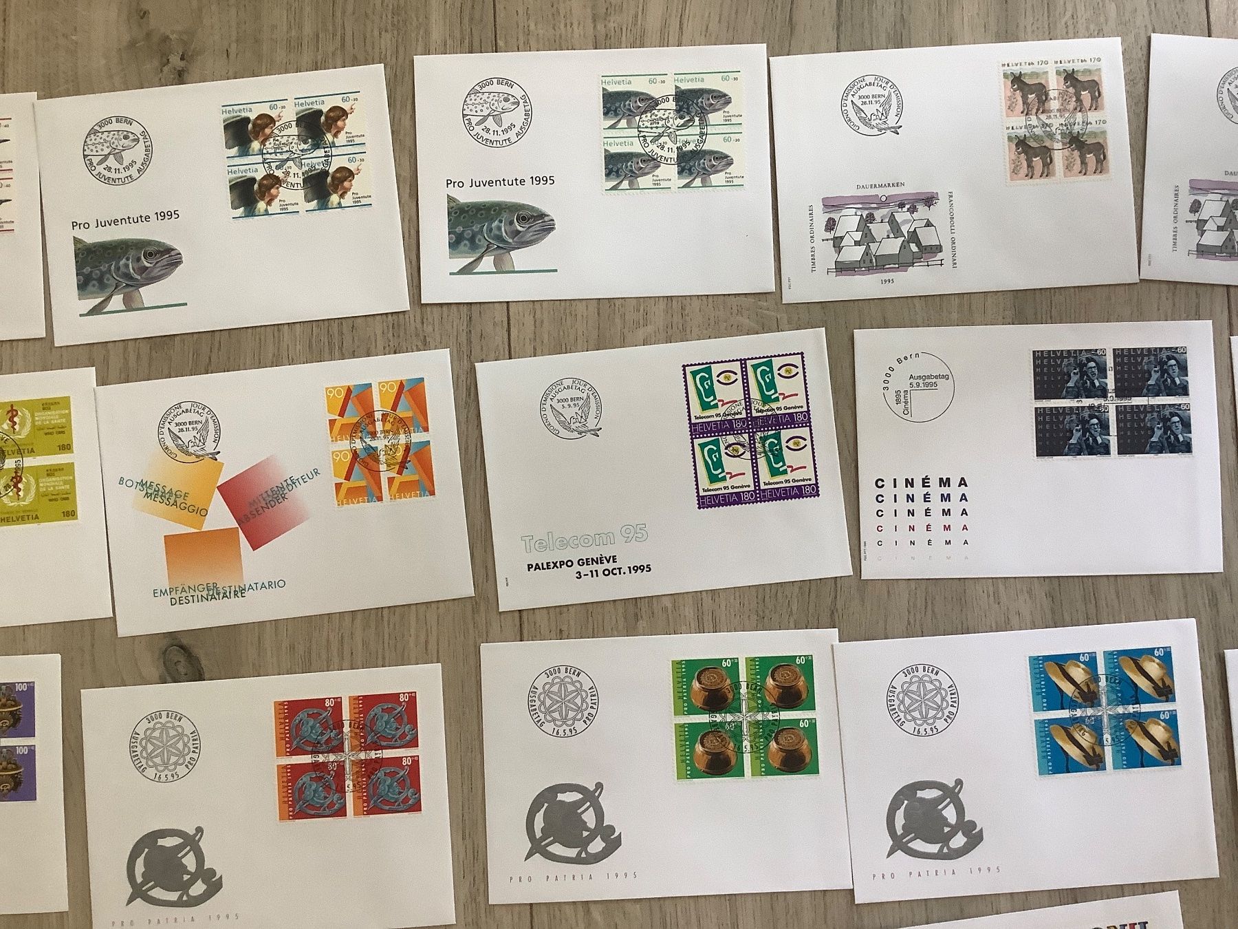 Tutti i francobolli: 55 FDC Schweiz, 1994 und 1995 Viererblöcke – Usato da St. Gallen venduto da herbrig2 7