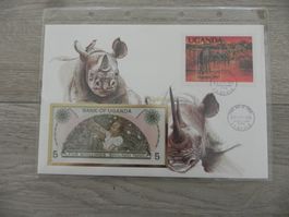 Banknoten Brief Uganda 5 Shillingi Tano 1983