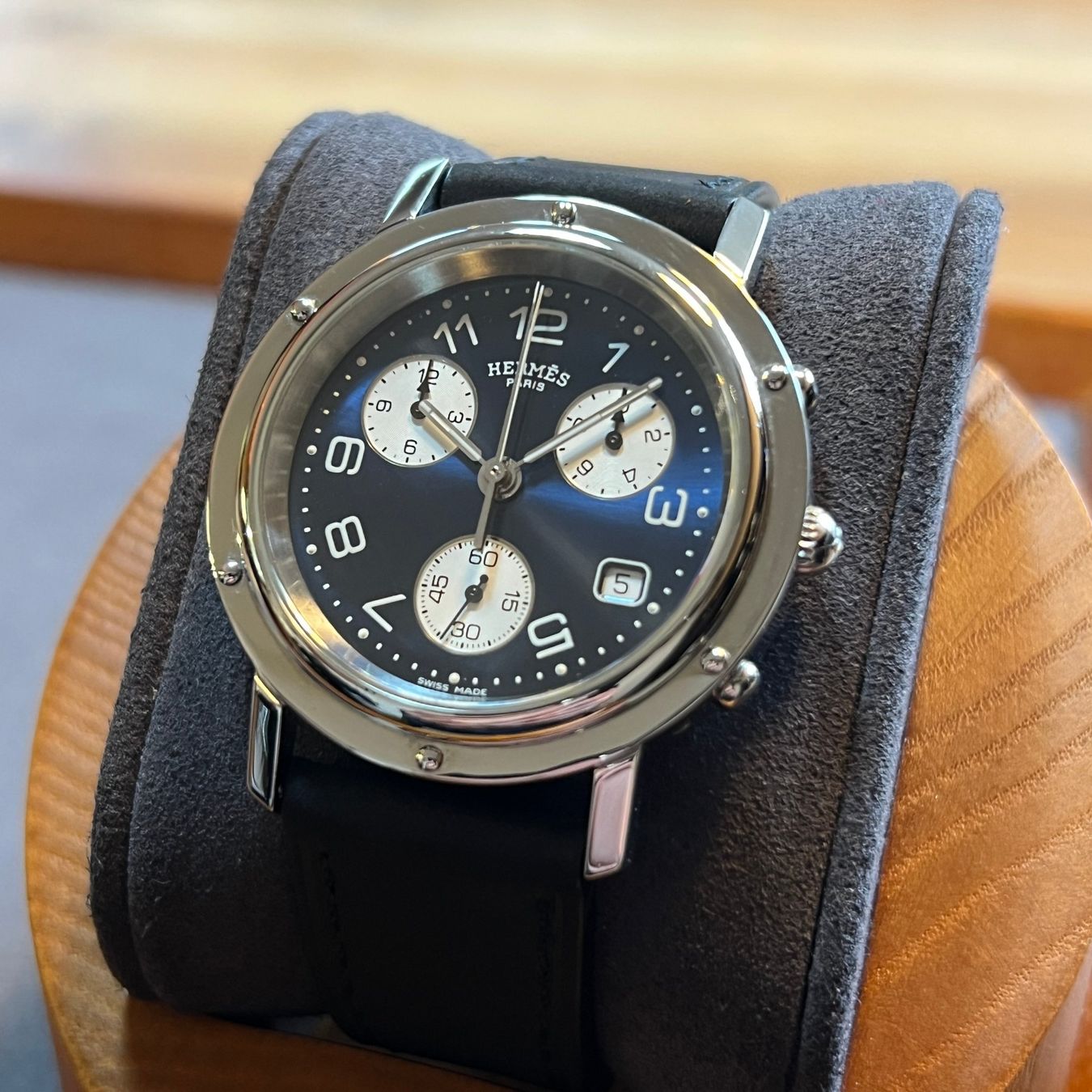 Hermès Orologi: Hermès Clipper Quartz Chronograph CL1.910 – Usato da Carouge GE venduto da Watchaser 2