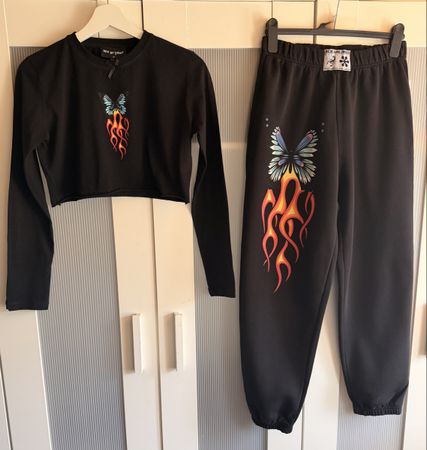 New Girl Order Set, schwarz, Schmetterling & Flammen Gr. S🦋