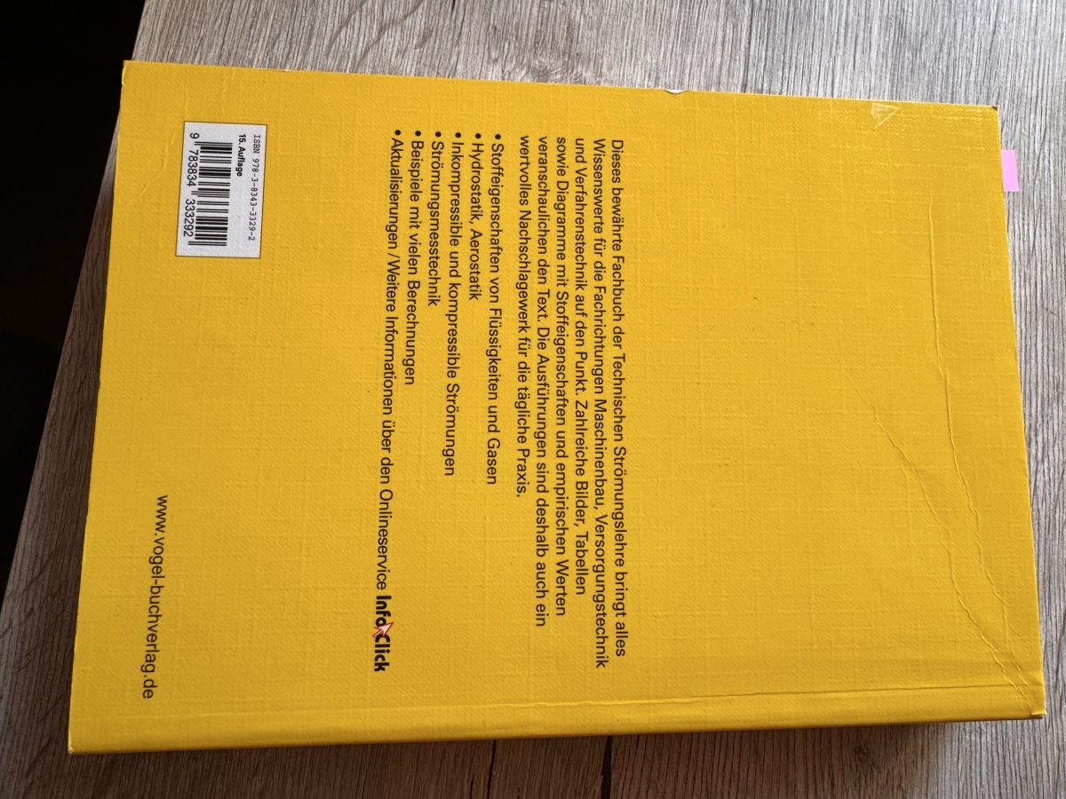 Libri: Fachbuch Technische Stroemungslehre Bohl Elmendorf 15. A. – Usato da Klingnau venduto da SubaruImpreza00 1