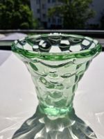Glasvase Gruen Blattform Vintage Kristall Vase. Art Deco