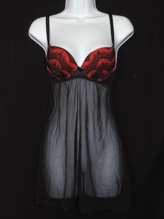 nuisette noire rouge