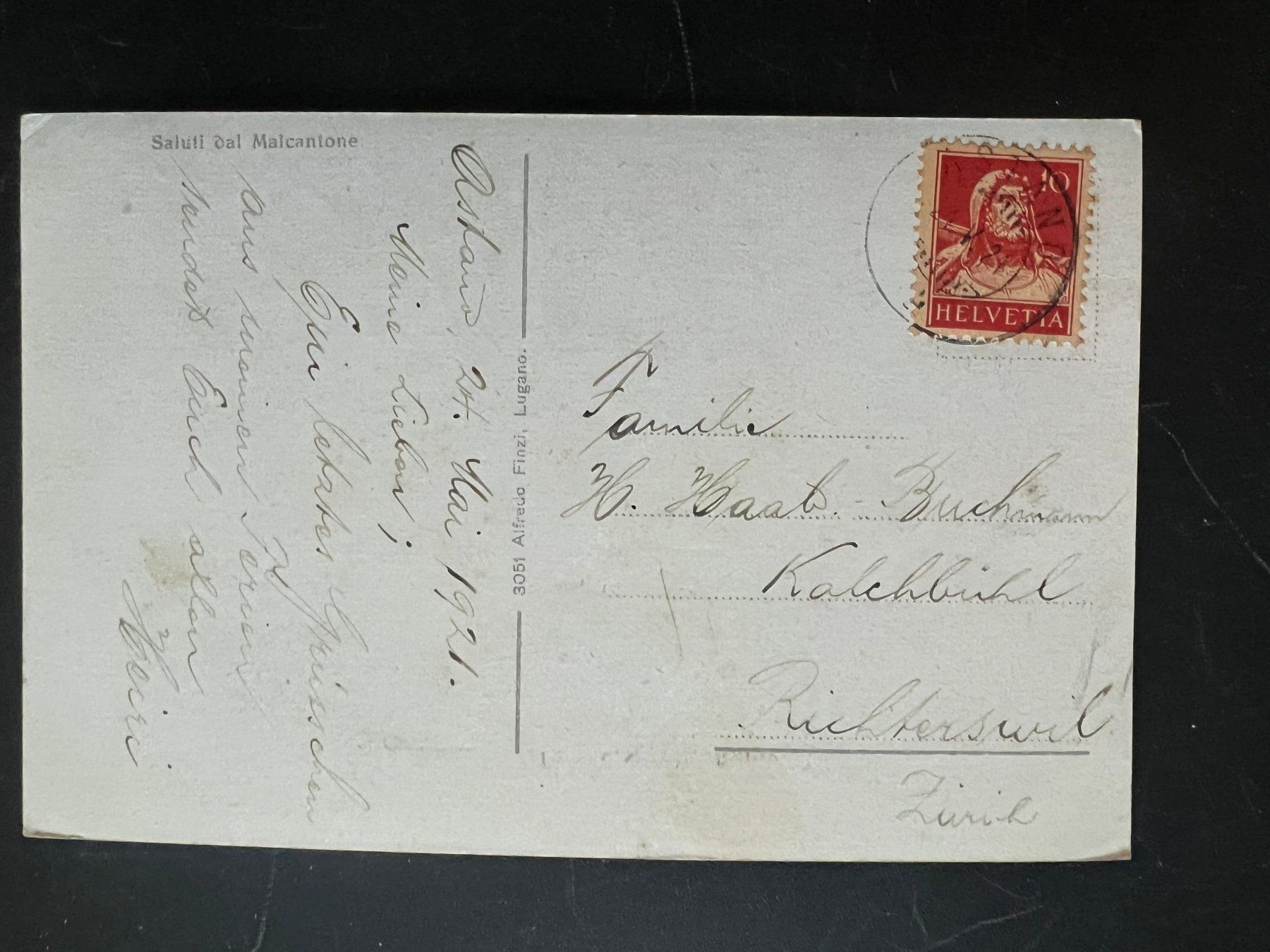 Cartoline postali: Ansichtskarte Malcantone div. Ortschaften 1921  (V421) – Usato da Hinwil venduto da Sidi4 1