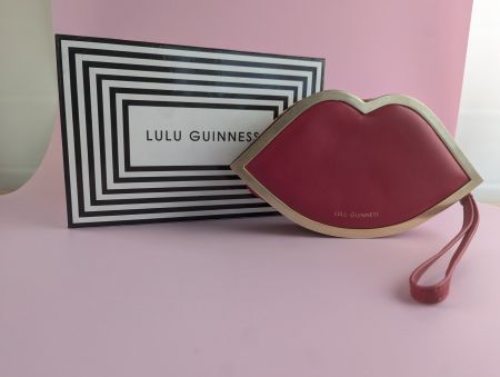 Lulu Guinness Red Leather Lips Clutch Purse Bag