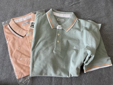 2x Jack & Jones Poloshirts grün und lachs Grösse L neu