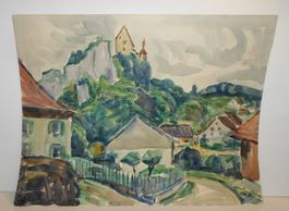Kunst Aquarell v Paul Altherr - 1870 Lichtenstein 1928 Basel