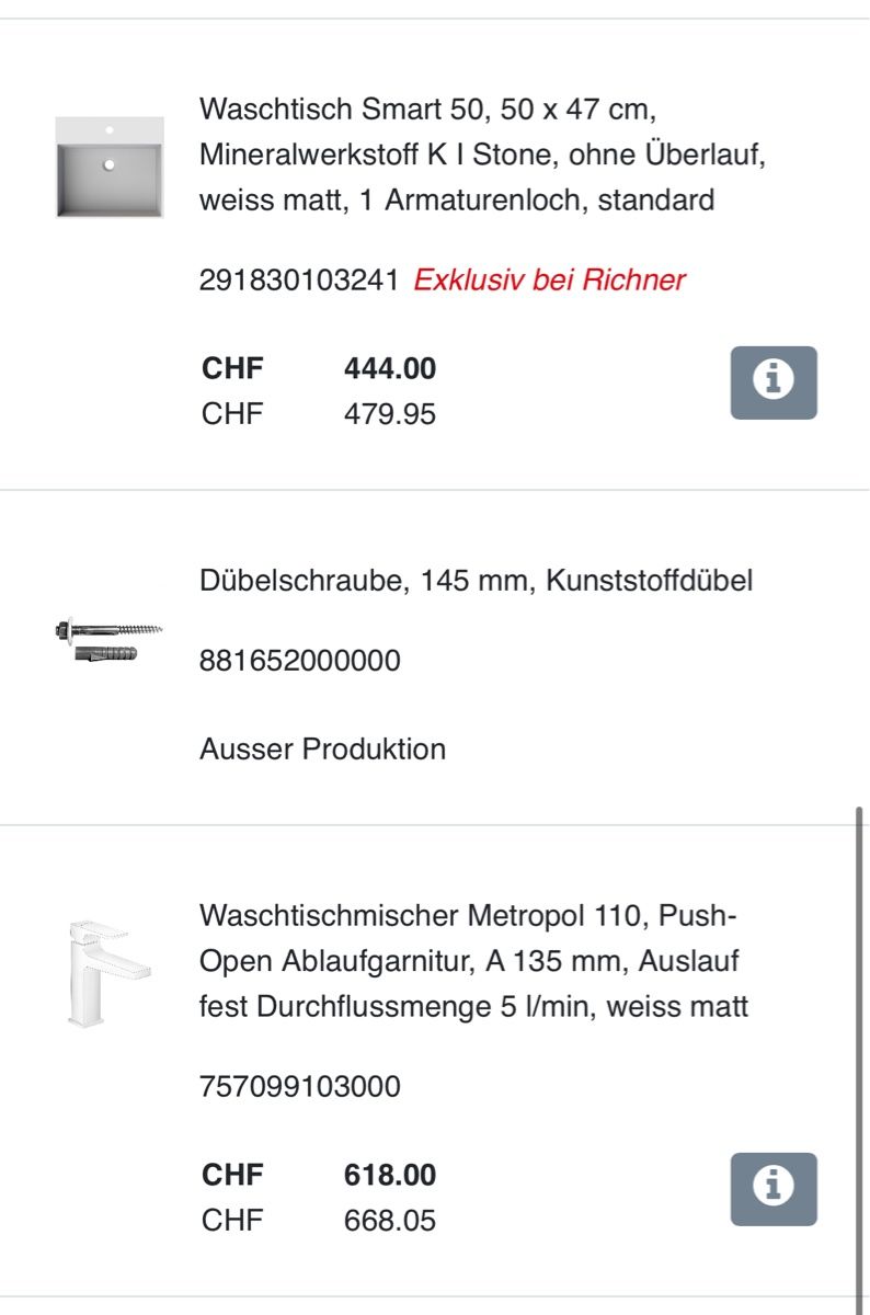 Lavabi & lavandini: Waschtisch Smart 50, 50 x 47 cm – Nuovo (secondo la descrizione) da Amriswil venduto da deluxe_bad 2