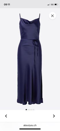 YAS Satin Kleid dunkelblau