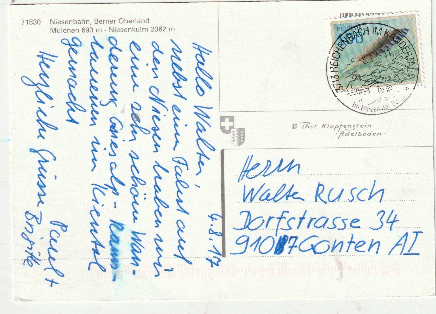 Cartoline postali: Niesen Bahn berner Oberland – Usato da Lumbrein venduto da made02 1