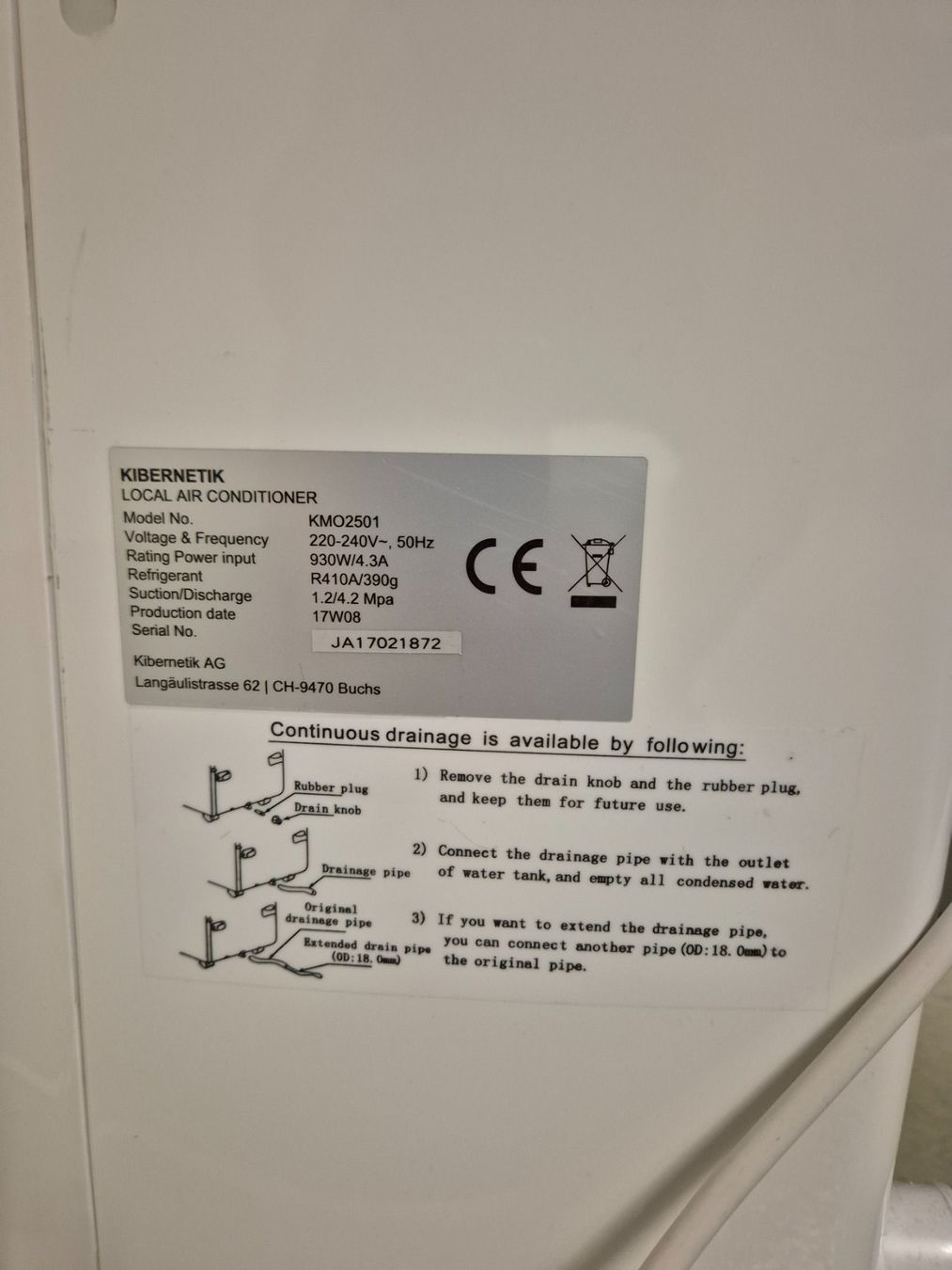 Nanyo Climatiseurs: Monoblock Klimagerät KIBERNETIK Nanyo KMO2501 – D'occasion à Zürich par fab_6kx9 2