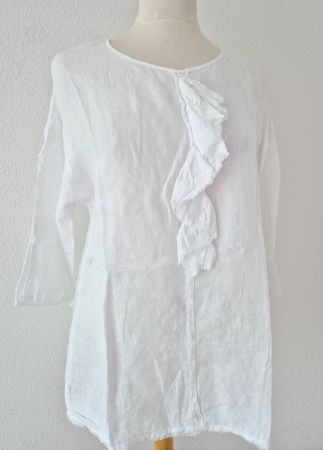 TUNIKA BLUSE MOO M 38 LEINEN LINEN , TOP ZU JEANS HOSE ROCK