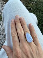 schöner Spitzen Achat Ring vergoldet grössenverstellbar