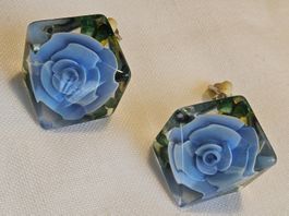 Vintage Lucite Plexiglas Blüten Ohrclips, 60er