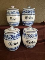 4 antike Vorratsdosen Zwiebelmuster Keramik