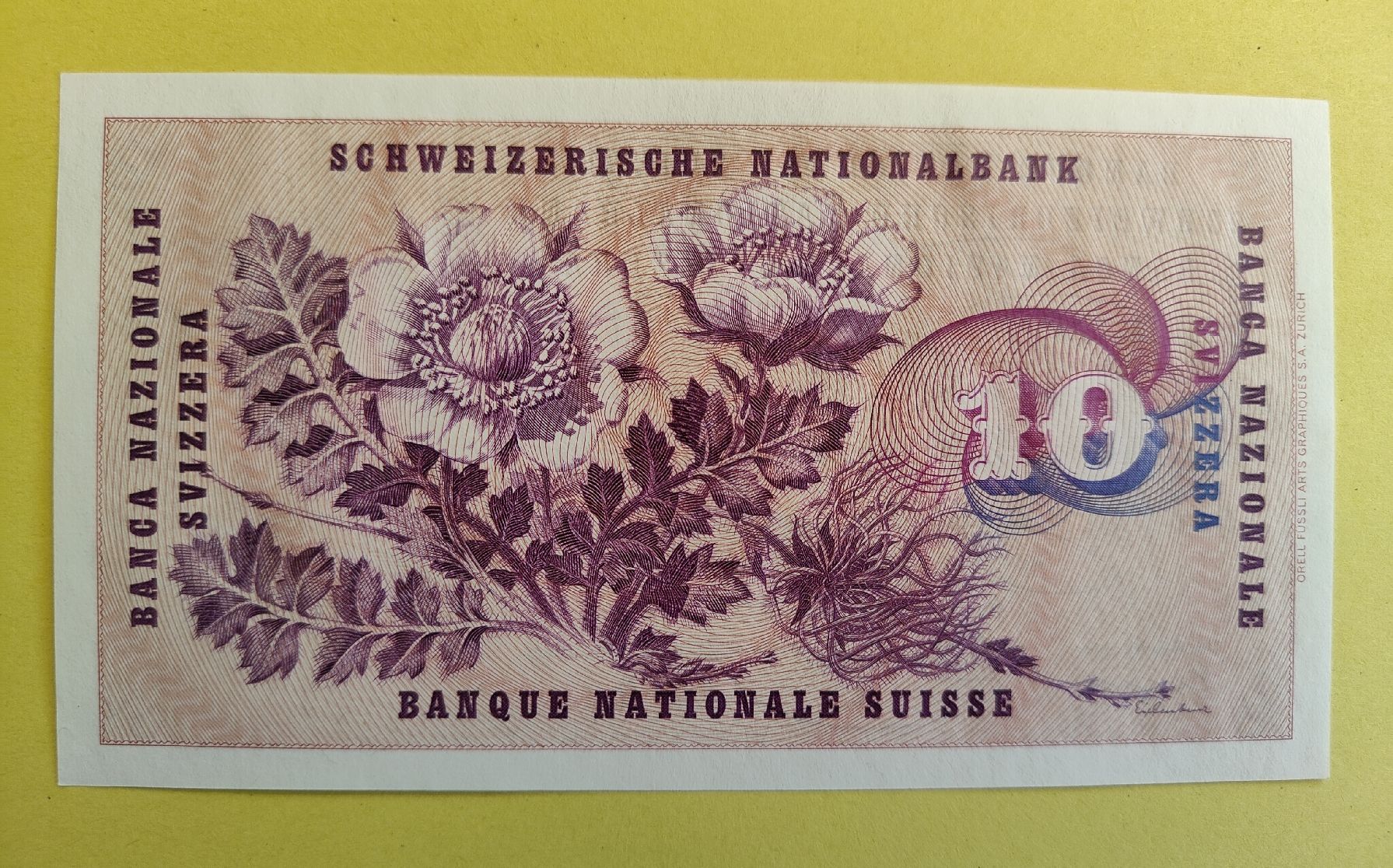 Banknoten: 10 Franken Note 1963 Bankfrisch – Neu (gemäss Beschreibung) aus chur von Hmars 1