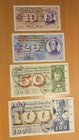 Banknoten Schweiz 5. Emission, Erhaltung II-III, 1954-1977