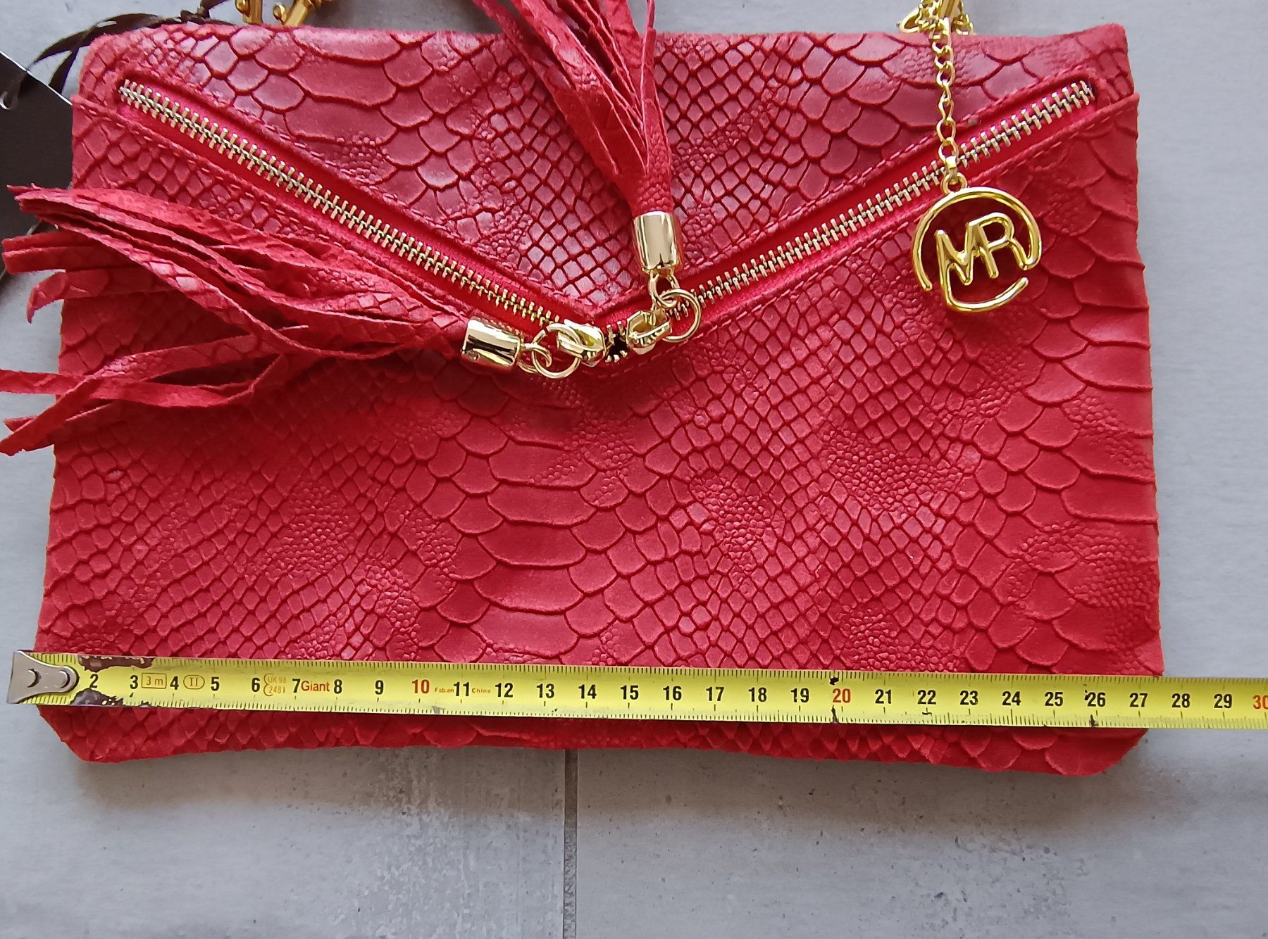 Borse da donna: Sac pochette cuir rouge python Roberta M. - neuf étiqueté – Nuovo e nell'imballaggio originale da Genève venduto da Brachiopode 7