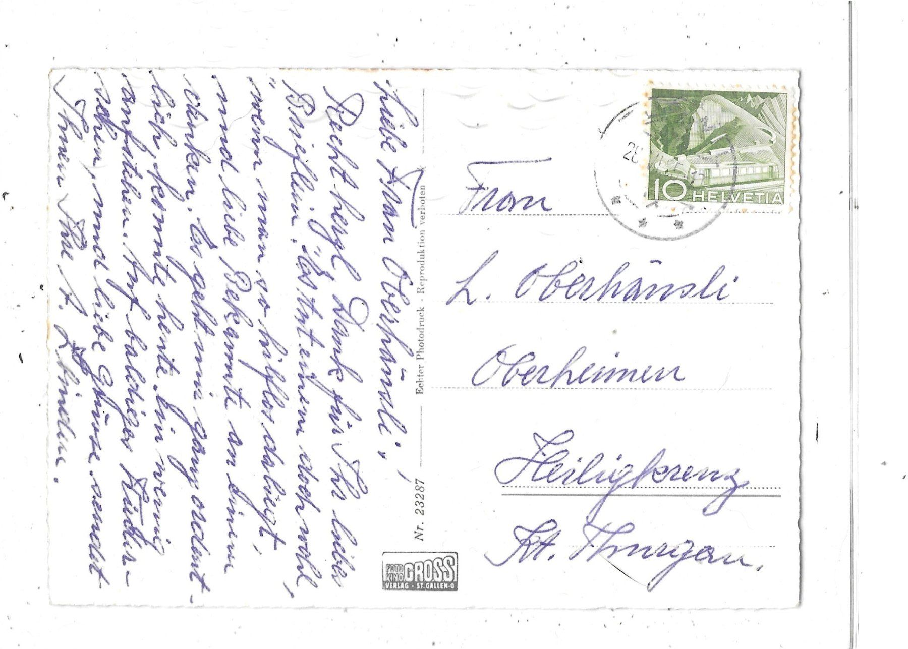 Cartoline postali: SG Flawil 1955 Krankenhaus – Usato da Schocherswil venduto da Wilare 1