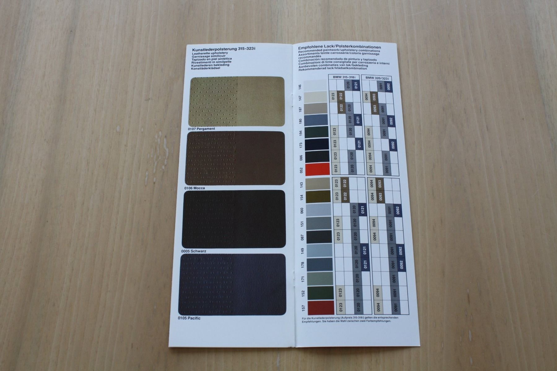 BMW Documenti: BMW Farben & Polster 3er Modelljahr 1982 – Usato da Wikon venduto da erwin400 3
