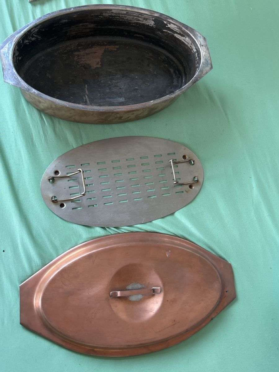 Pentole: Kupfer Bräter oval mit Deckel und Einsatz (I21) – Usato da Neuenhof venduto da SchnaeppliAllerlei 1