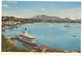 AK Luzern Seebucht mit Rigi. Schiffe