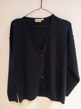 Strickjacke hessnatur Schurwolle dunkelblau Grösse 38/40