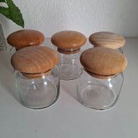 5 bocaux de cuisine vintage verre bois