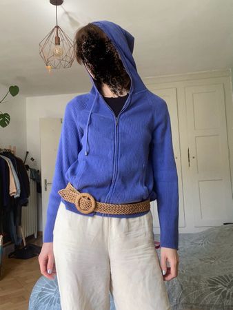 Blue hooded zipper cardigan size M