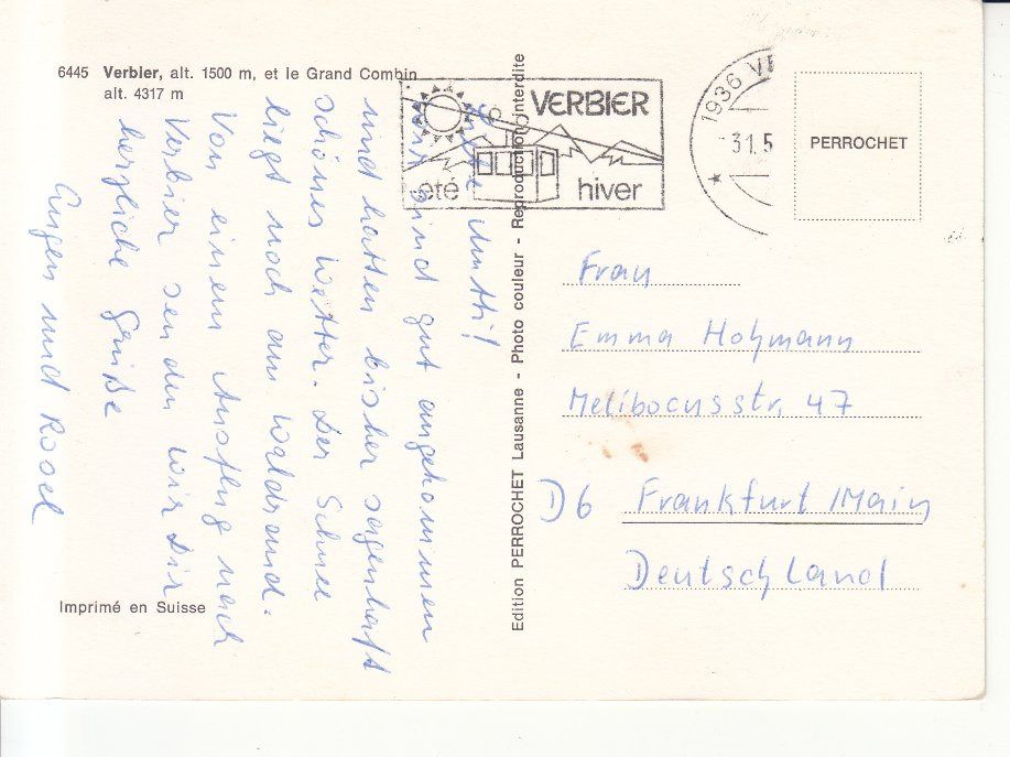 Cartoline postali: Verbier ca. 1975 – Usato da Bürglen TG venduto da StampGraf 1