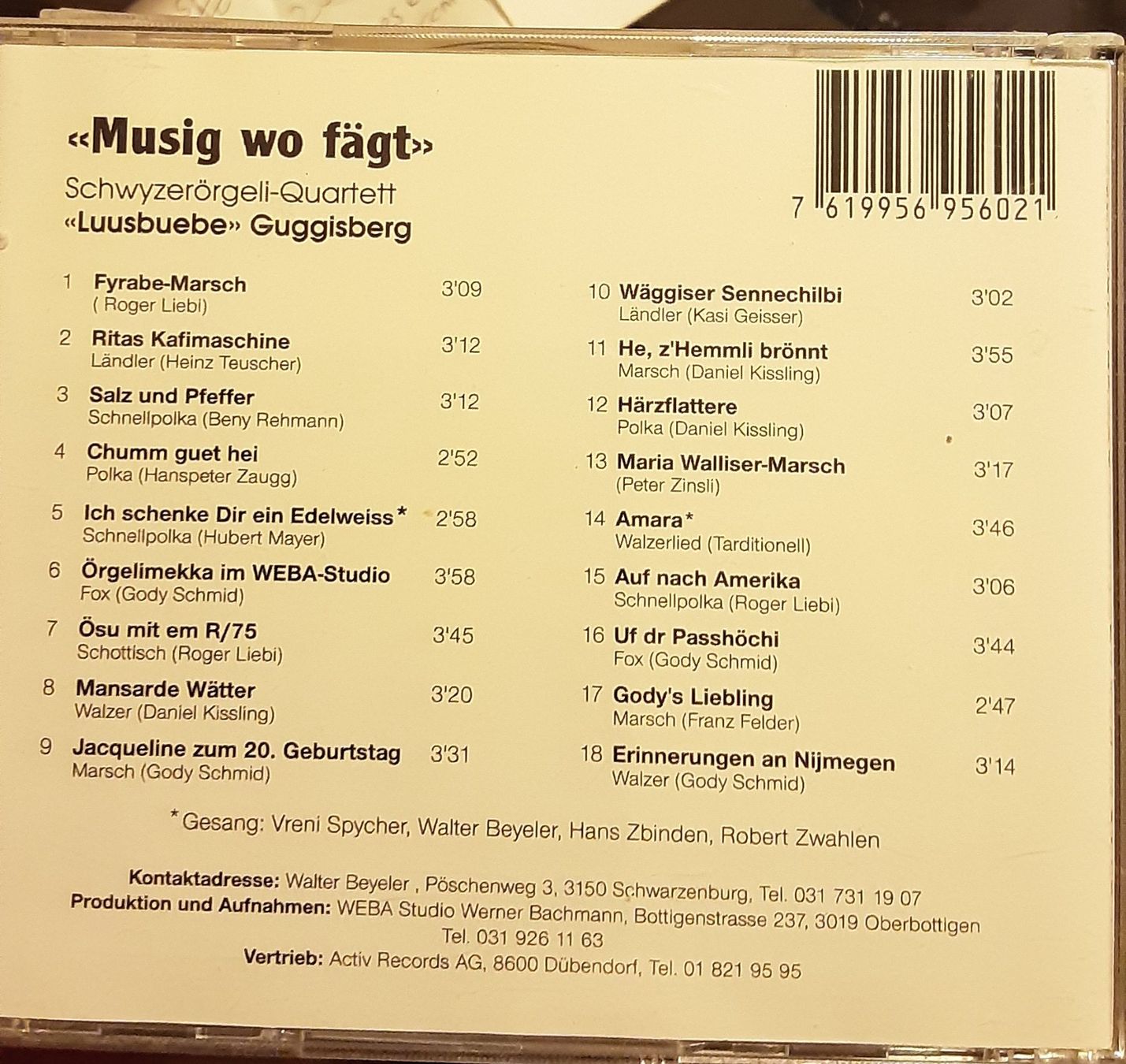 CD: CD "Musig wo fägt" - Schwyzerörgeli-Quartett Luusbuebe – Usato da Bremgarten AG venduto da musiccollector 1