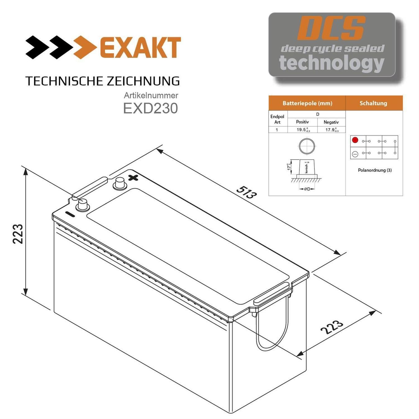 Elettrotecnica: EXAKT Solarbatterie 230Ah 12V – Nuovo e nell'imballaggio originale da Bottighofen venduto da zaap 4