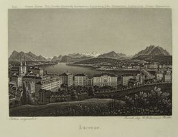 LUZERN, AQUATINTA UM 1850 AUS DEM DIKENMANN VERLAG