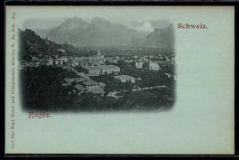 Mondschein-AK Ragaz, Ortsansicht im Voll