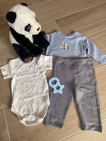 neues Baby Set Gr. 62 "Panda hellblau"