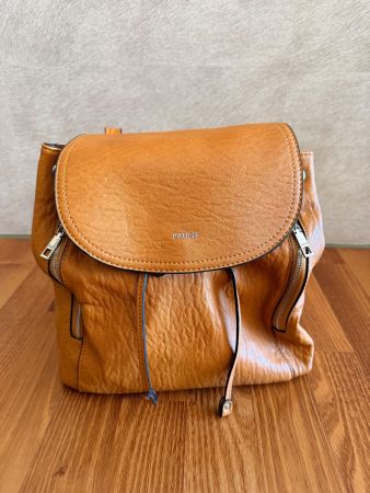 Rucksack Prüne Leder Cognac guter Zustand