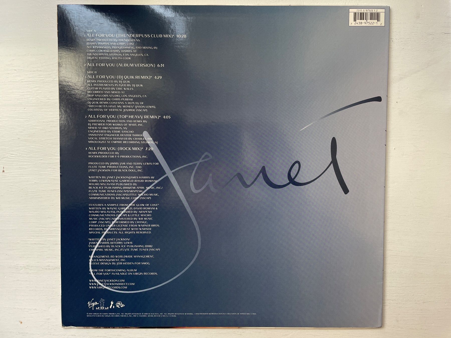 Dischi in vinile: Janet Jackson - All For You - 12" Maxi, 2001 – Usato da Zürich venduto da Andy_t71 1
