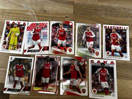 9 Topps Fussball-Cards mit Spielern von Arsenal London