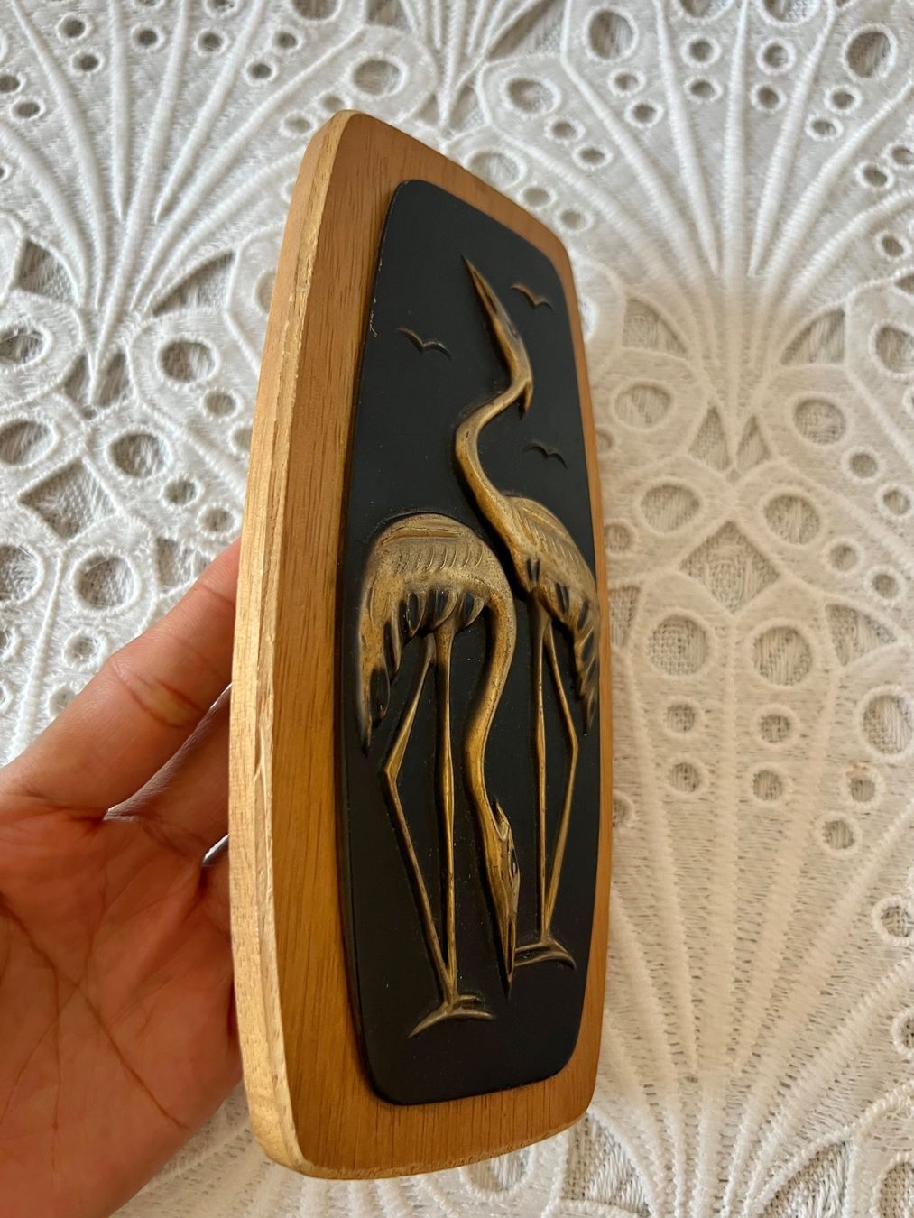 Skulpturen & Statuen: Basrelief mit Reihern Messing Holz – Gebraucht aus Frenkendorf von Only1 4